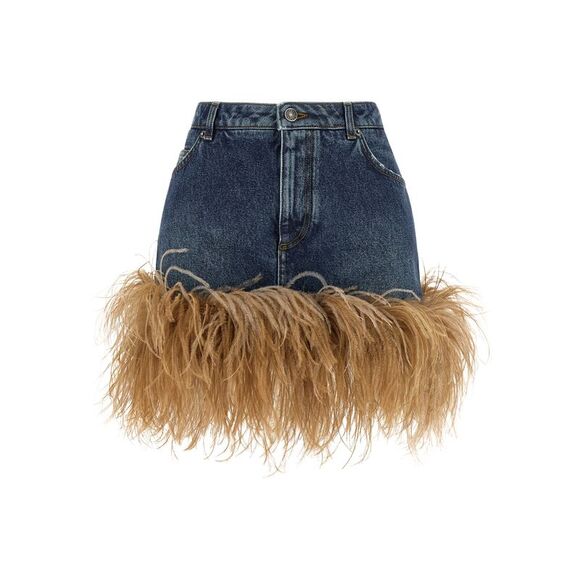 Dolce & Gabbana Dresses & Skirts - Dolce & Gabbana Women's Feather Denim Skirt